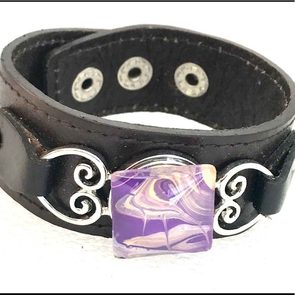 Leather snap bracelet Handmade 20mm snap SB20